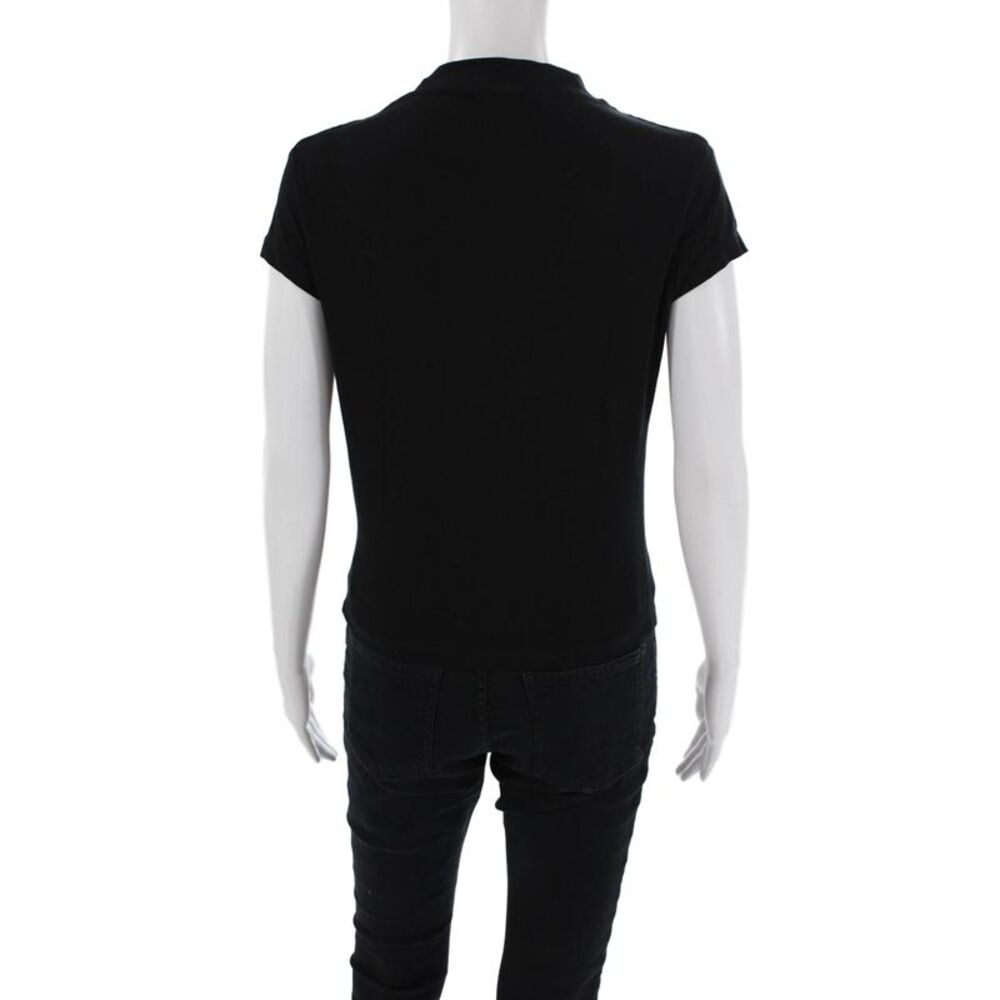 Zara Womens Short Sleeve Crew Neck Knit Tee Shirt Black Cotton Size Large - Picture 3 of 6